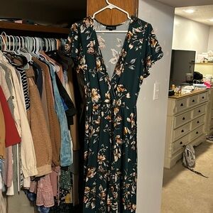 Green Floral Maxi Dress